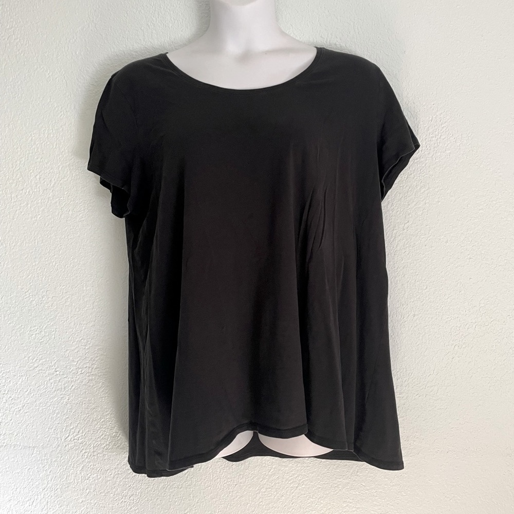 Pure J Jill Tee 2X Short Sleeve Elliptical black Pima cotton